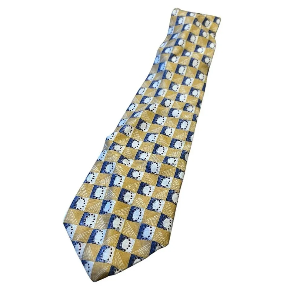 Bert Pulitzer Silk Tie Unisex Men WomenYellow‎ Geometric Classic Professional